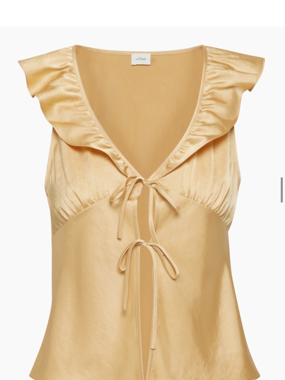 Wilfred Champagne Satin Tie-Front Ruffle Camisole